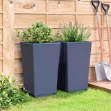Garden Planters 2 pcs Blue Grey 32.5x32.5x57 cm PP - Side View
