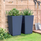 Garden Planters 2 pcs Blue Grey 32.5x32.5x57 cm PP - Top-Down View