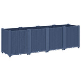 Garden Planter Blue Grey 160x40x53 cm PP - Front View