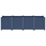 Garden Planter Blue Grey 160x40x53 cm PP - Side View