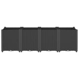 Garden Planter Black 160x40x53 cm PP - Side View