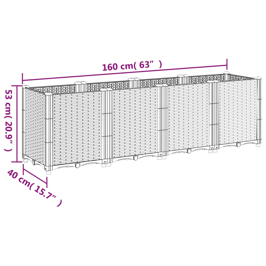 Garden Planter Black 160x40x53 cm PP