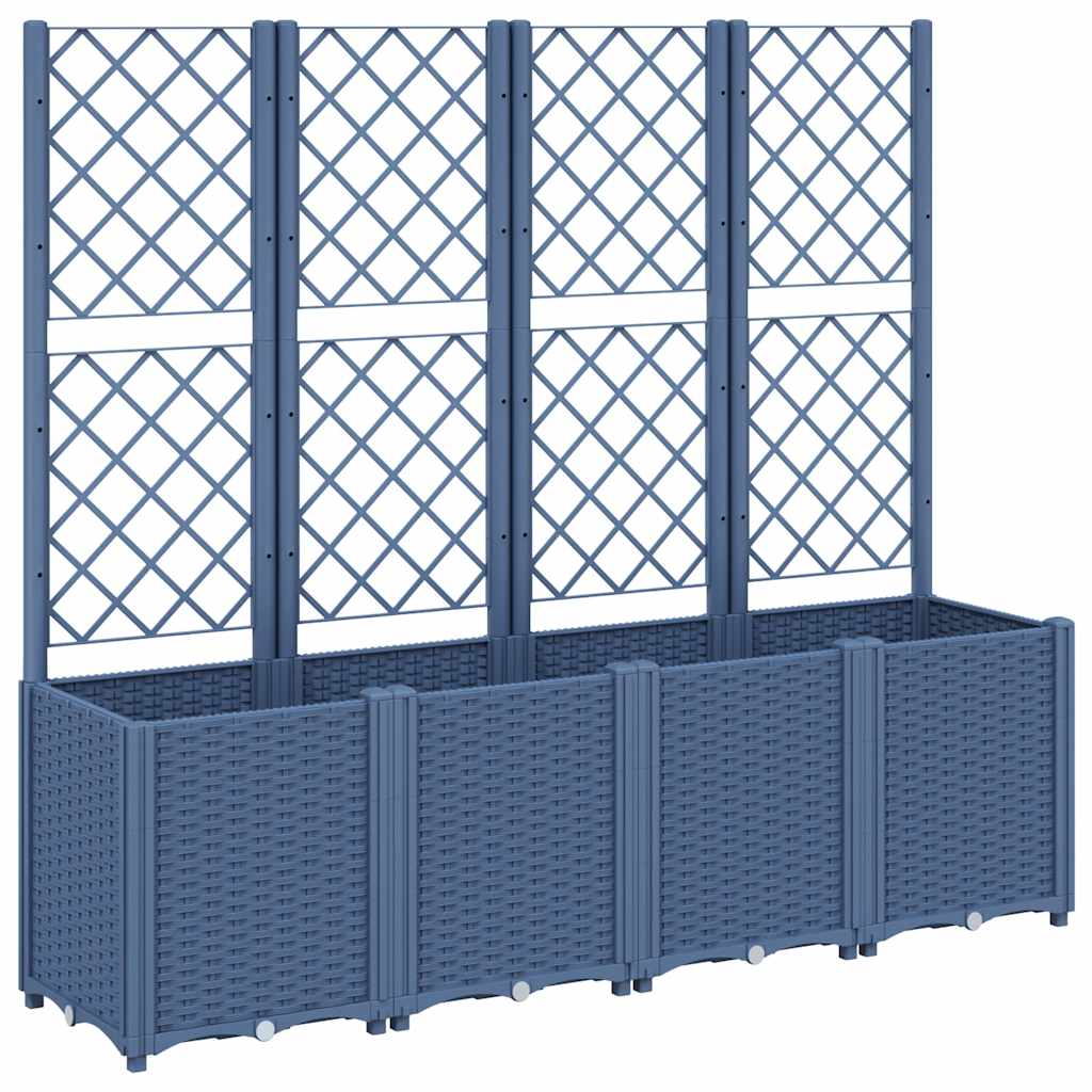 Garden Planter with Trellis Blue Grey 160x40x140 cm PP