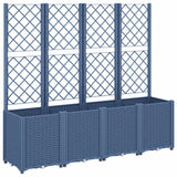 Garden Planter with Trellis Blue Grey 160x40x140 cm PP - Front View