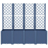Garden Planter with Trellis Blue Grey 160x40x140 cm PP - Side View