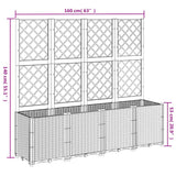 Garden Planter with Trellis Blue Grey 160x40x140 cm PP - Low Angle