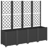 Garden Planter with Trellis Black 160x40x140 cm PP - Front View