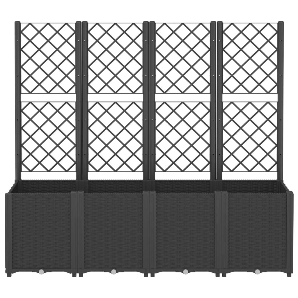 Garden Planter with Trellis Black 160x40x140 cm PP