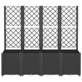 Garden Planter with Trellis Black 160x40x140 cm PP - Side View