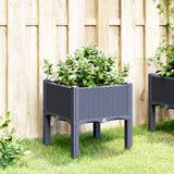 Garden Planter with Legs Blue Grey 40x40x42 cm PP - Side View
