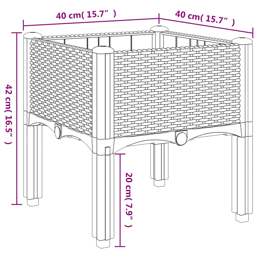 Garden Planter with Legs Blue Grey 40x40x42 cm PP