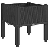 Garden Planter with Legs Black 40x40x42 cm PP - Front View
