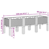 Garden Planter with Legs Blue Grey 120x40x42 cm PP - Close-Up Angle