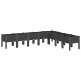 Garden Planter with Legs Black 200x160x42 cm PP - Front View