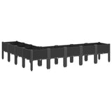 Garden Planter with Legs Black 200x160x42 cm PP - 45-Degree Angle