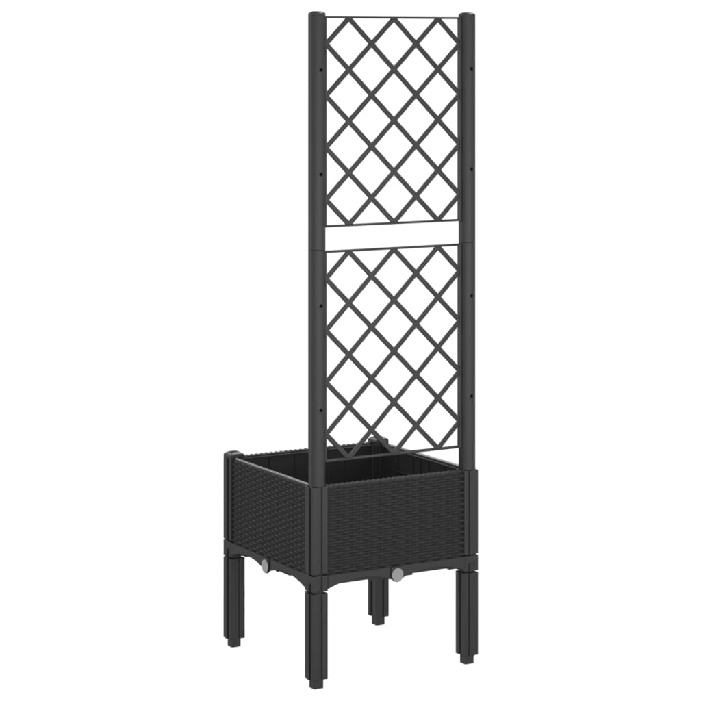 Garden Planter with Trellis Black 40x40x142 cm PP