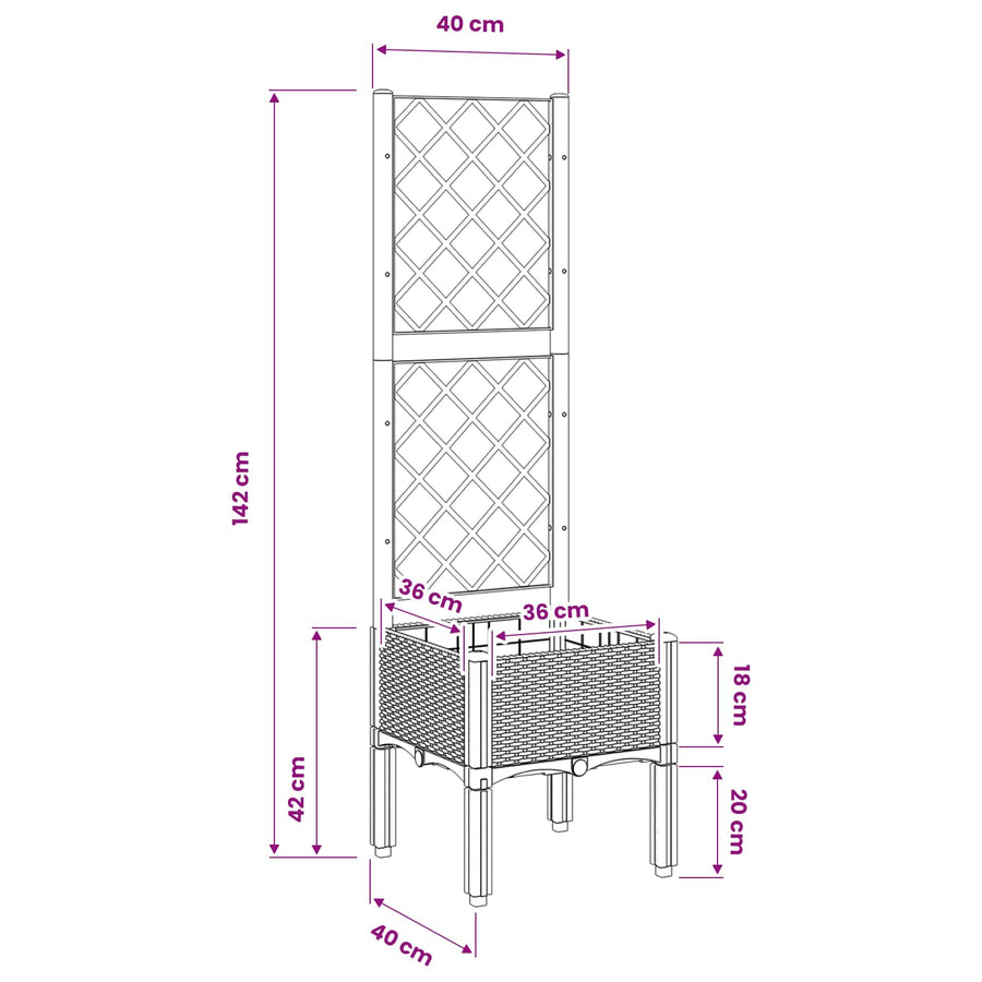 Garden Planter with Trellis Black 40x40x142 cm PP