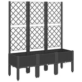 Garden Planter with Trellis Black 120x40x142 cm PP - Front View