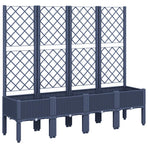 Garden Planter with Trellis Blue Grey 160x40x142 cm PP