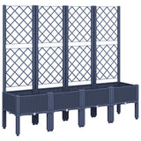 Garden Planter with Trellis Blue Grey 160x40x142 cm PP - Front View