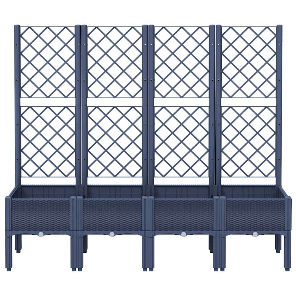 Garden Planter with Trellis Blue Grey 160x40x142 cm PP