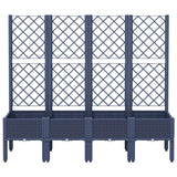 Garden Planter with Trellis Blue Grey 160x40x142 cm PP - Side View
