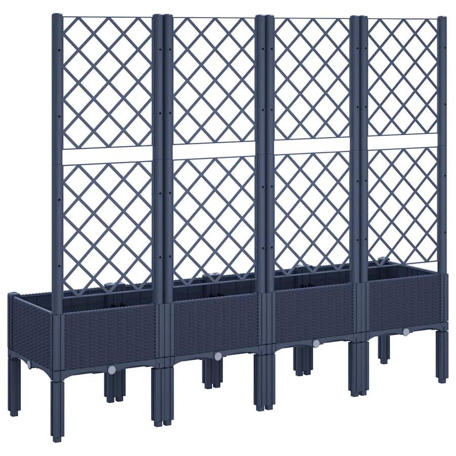 Garden Planter with Trellis Blue Grey 160x40x142 cm PP