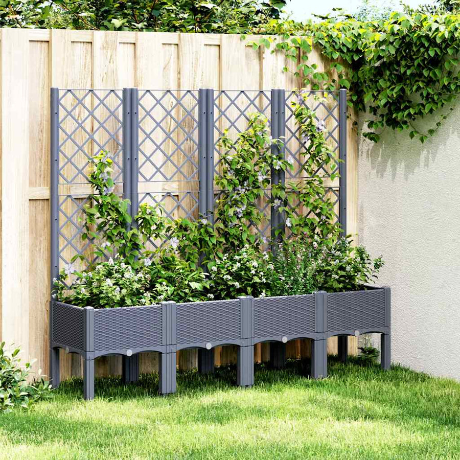 Garden Planter with Trellis Blue Grey 160x40x142 cm PP
