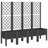 Garden Planter with Trellis Black 160x40x142 cm PP - Front View