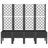 Garden Planter with Trellis Black 160x40x142 cm PP - Side View