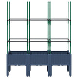 Garden Planter with Trellis Blue Grey 120x40x142.5 cm PP