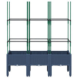 Garden Planter with Trellis Blue Grey 120x40x142.5 cm PP - Side View