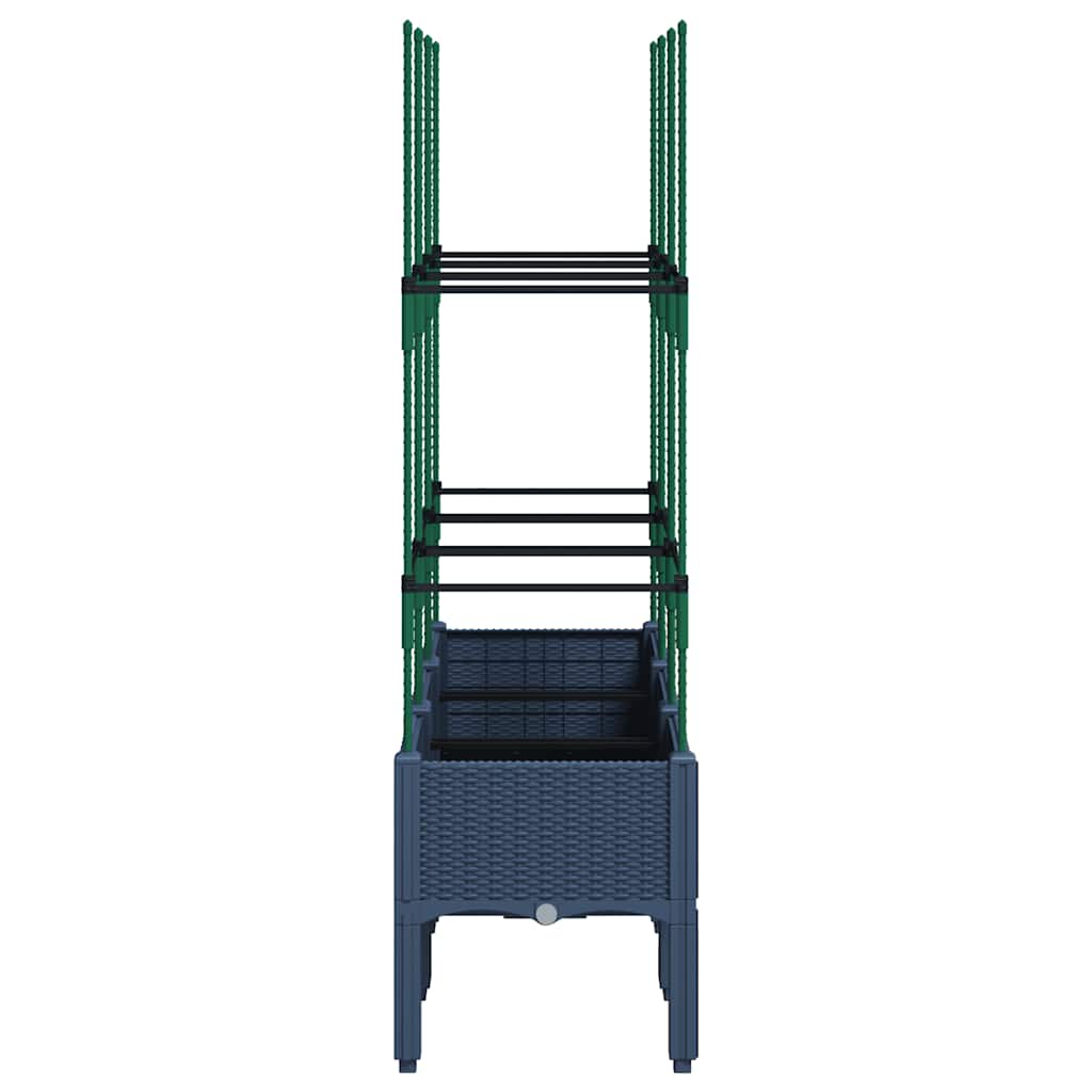 Garden Planter with Trellis Blue Grey 120x40x142.5 cm PP