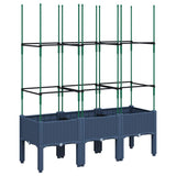 Garden Planter with Trellis Blue Grey 120x40x142.5 cm PP - 45-Degree Angle