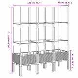 Garden Planter with Trellis Blue Grey 120x40x142.5 cm PP - Close-Up Angle