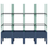 Garden Planter with Trellis Blue Grey 160x40x142.5 cm PP