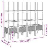 Garden Planter with Trellis Blue Grey 160x40x142.5 cm PP
