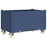 Garden Planter with Wheels Blue Grey 80x50x54 cm PP - Front View