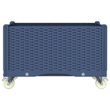 Garden Planter with Wheels Blue Grey 80x50x54 cm PP