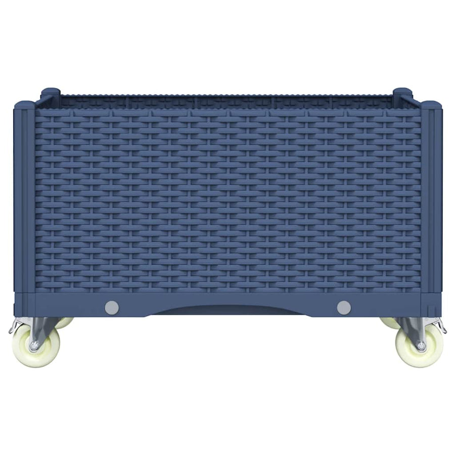 Garden Planter with Wheels Blue Grey 80x50x54 cm PP