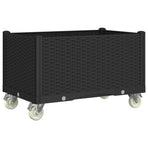 Garden Planter with Wheels Black 80x50x54 cm PP