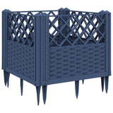 Garden Planter with Pegs Blue Grey 43.5x43.5x43.5 cm PP - Front View