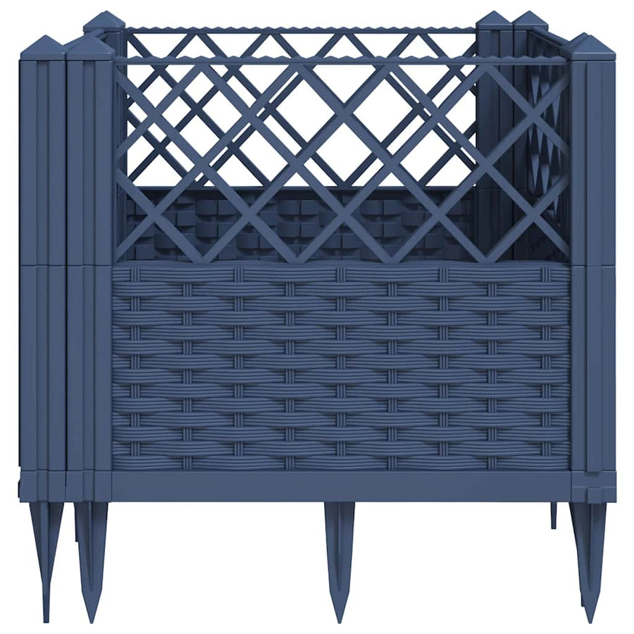 Garden Planter with Pegs Blue Grey 43.5x43.5x43.5 cm PP
