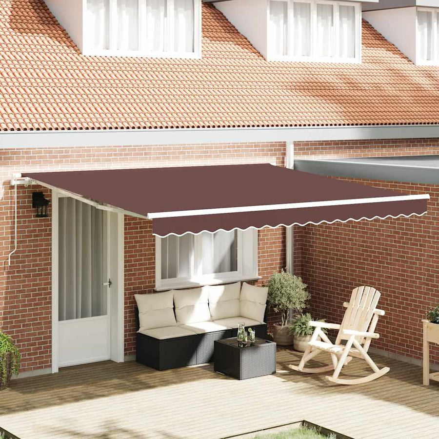 Manual Awning 4 x 3 m Brown 100% Polyester