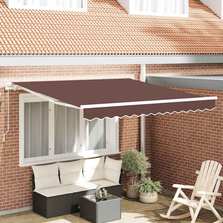 Manual Awning 3 x 2.5 m Brown 100% Polyester
