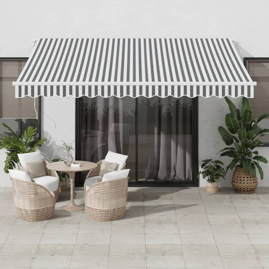 Manual Retractable Awning Anthracite&White 400x350 cm