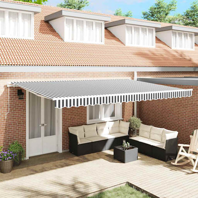 Manual Awning 5 x 3 m Anthracite and white stripe