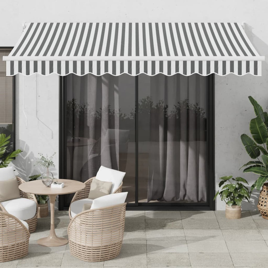Retractable Awning Anthracite&White 3.5x2.5 m Fabric&Aluminium