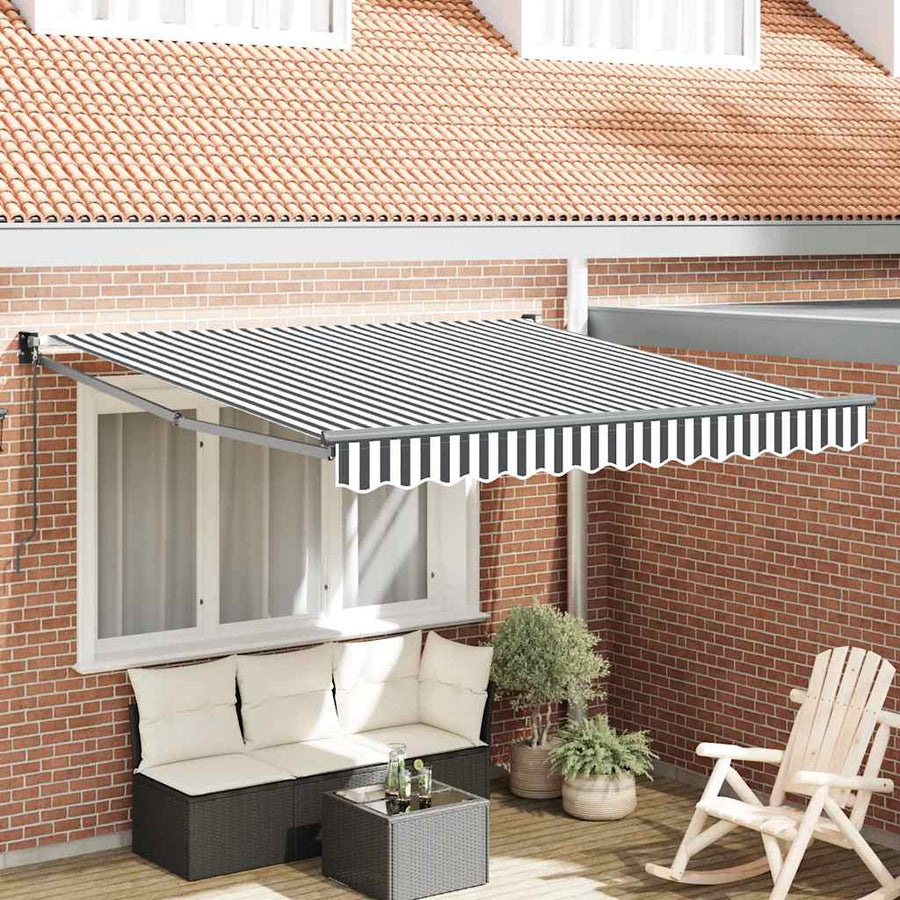 Retractable Awning Anthracite and White 3x2.5m Fabric&Aluminium