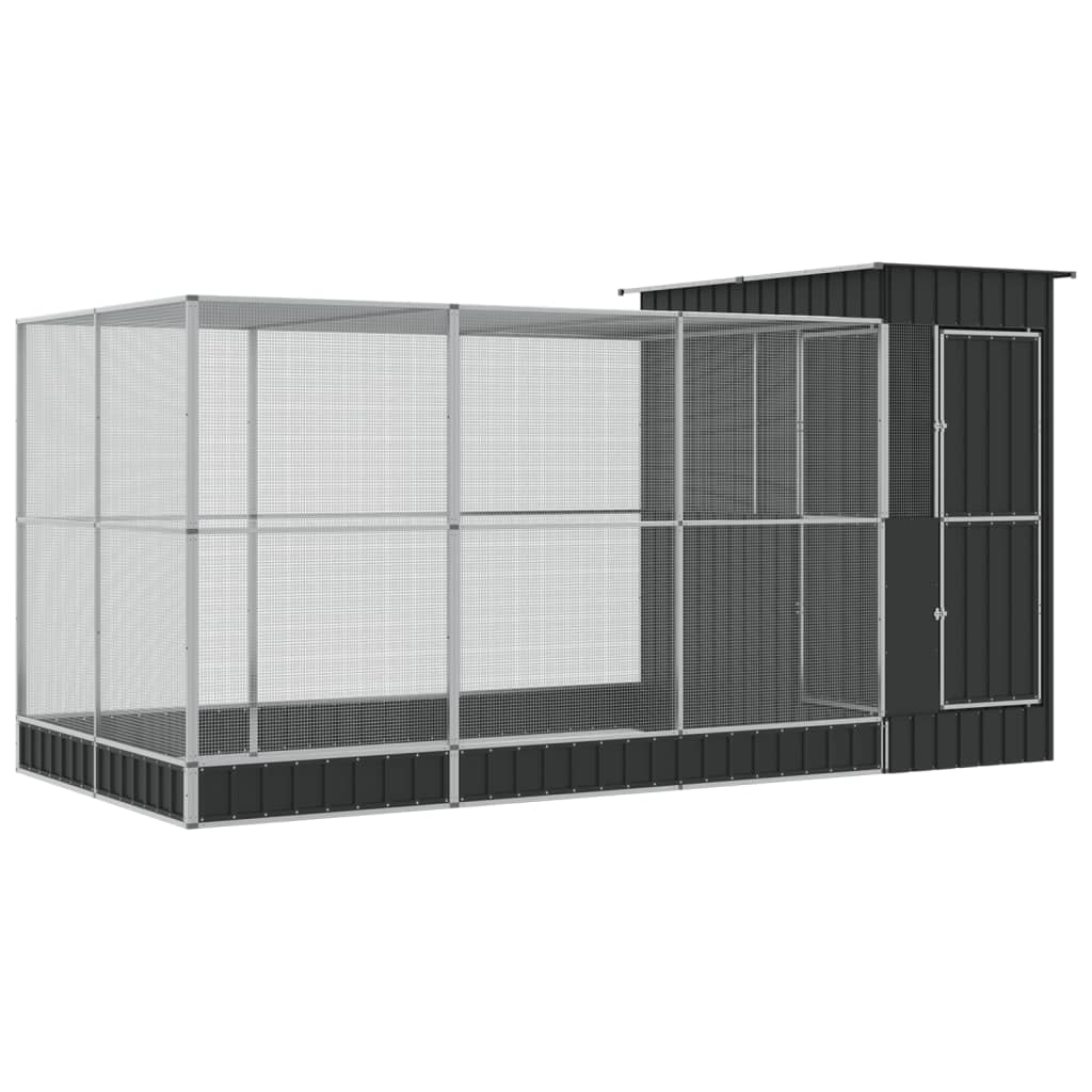 Aviary with Extension Silver 416x203x216 cm Steel